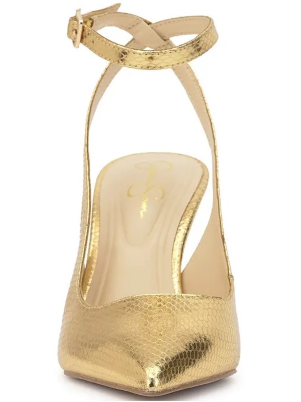 NEW Jessica Simpson Miriale Metallic Embossed Slingback Ankle Strap Heels 8.5